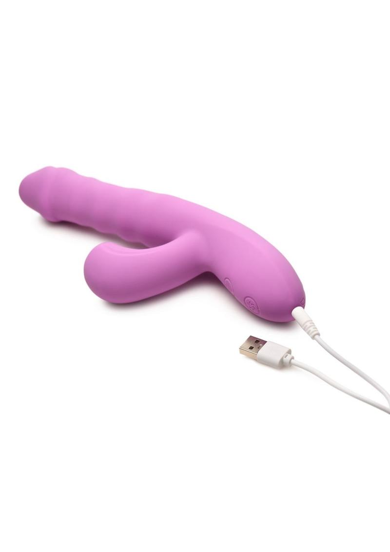 Shegasm + Thrust Wave Thrusting and Sucking Rechargeable Silicone Rabbit Vibrator