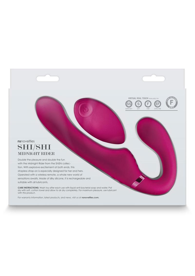 Shi/Shi Midnight Rider Rechargeable Silicone Dual End Strapless Strap-On - Pink