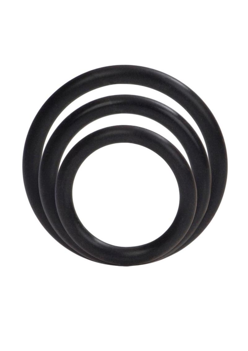 Silicone Support Rings Cock Rings - Black - 3 Piece Set
