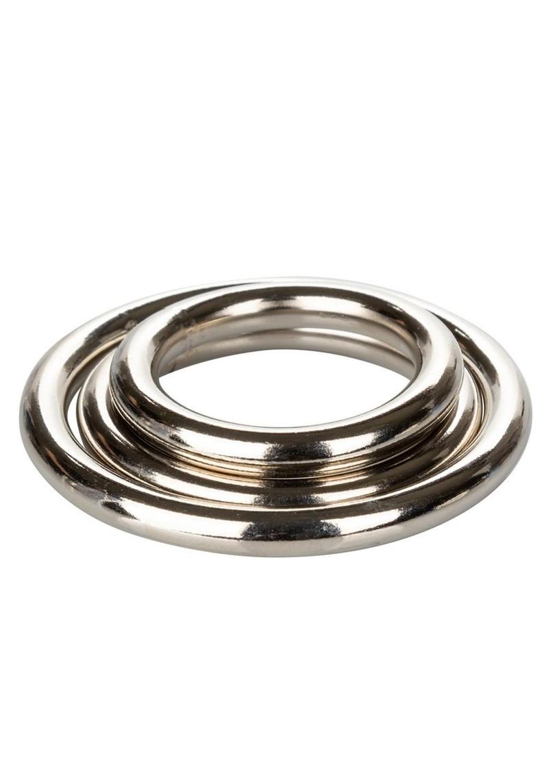Silver Cock Rings - Metal/Silver - 3 Piece Set
