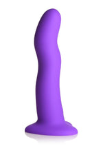 Simply Sweet 21x Vibrating Wavy Rechargeable Silicone Dildo with Remote - Purple