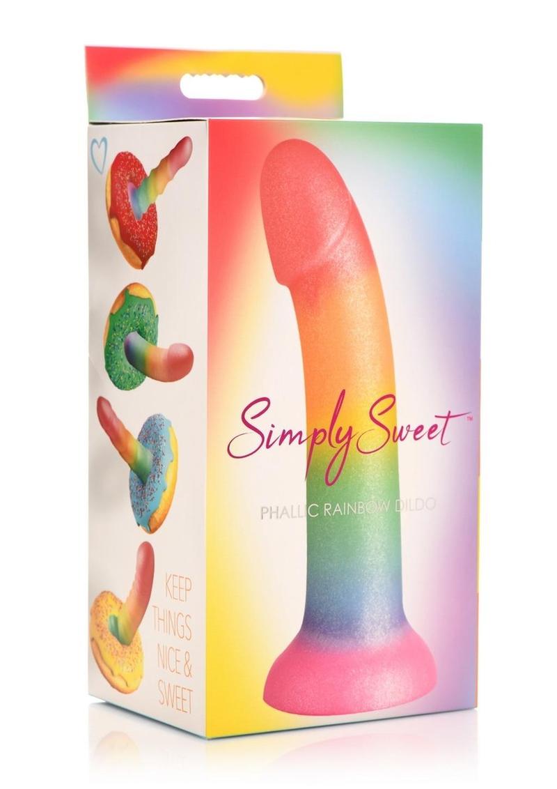 Simply Sweet Phallic Silicone Rainbow Dildo - Multicolor