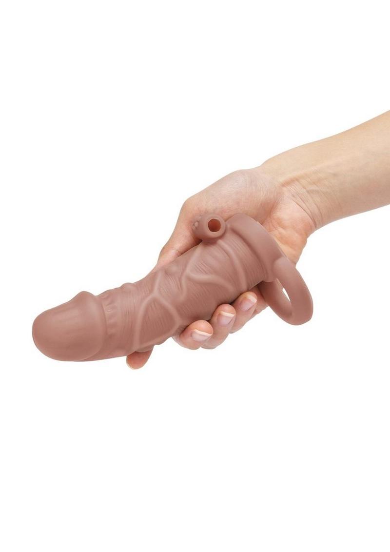 Size Up Silicone Vibrating Realistic Penis Extender with Ball Loop