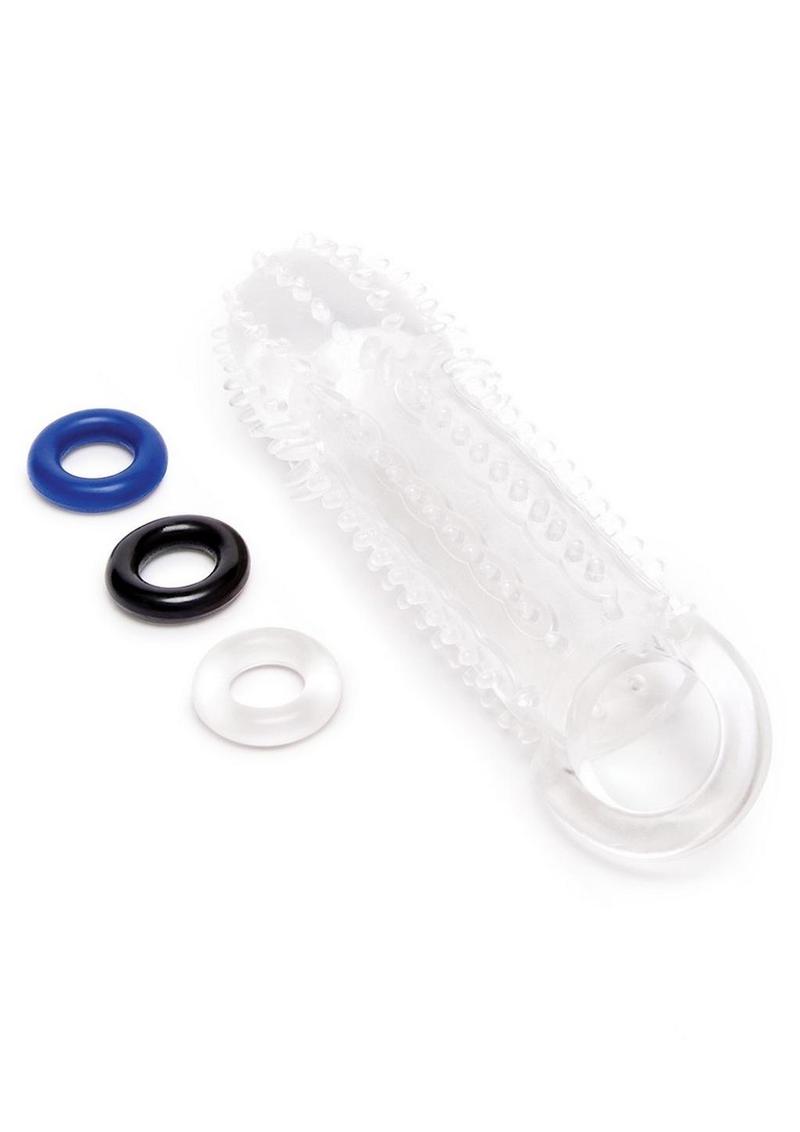 Size Up Texured Clear View Penis Extender with Ball Loop - Clear - 1.5in