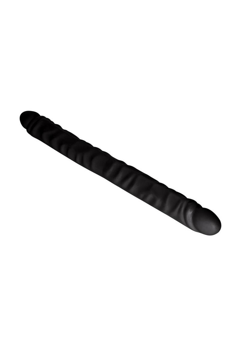 Slim Jim Duo Veined Super Slim Double Dildo - Black - 17in