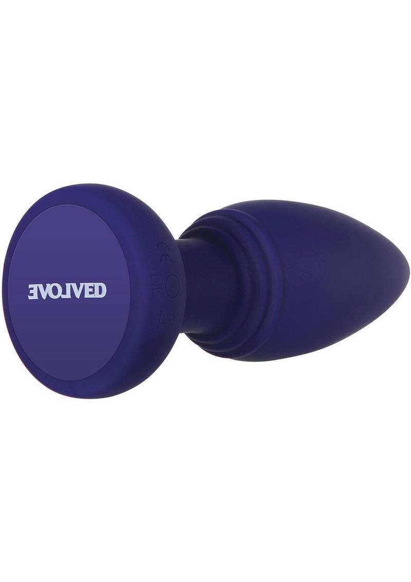 Smooshy Tooshy Rechargeable Silicone Anal Plug with Remote Control - Blue/Navy Blue