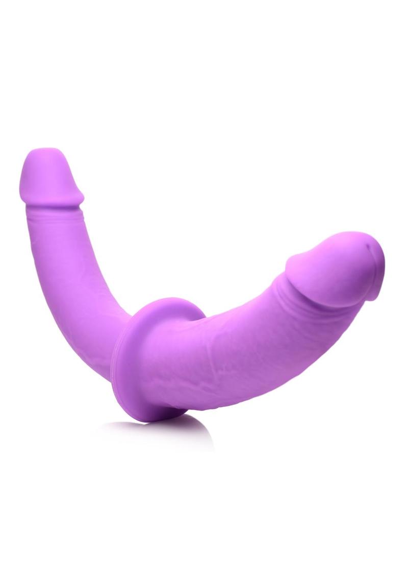 Strap U Double Charmer Silicone Double Dildo with Harness - Purple