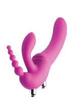 Strap U Regal Rider Vibrating Silicone Strapless Strap-On Triple G 6in Dildo - Purple