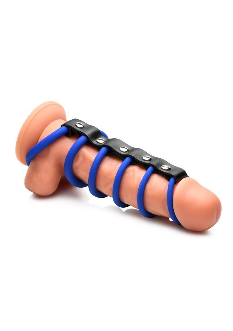 Strict Gates Of Hell Silicone Chastity Device - Black/Blue