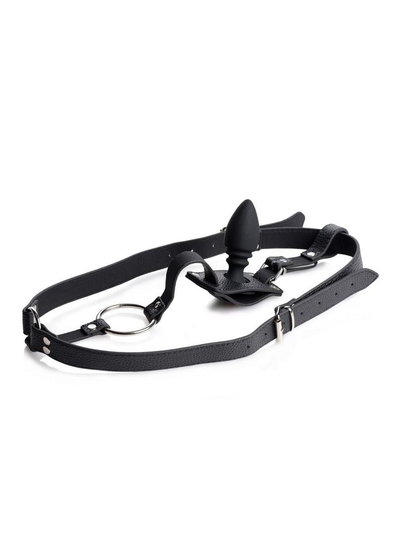 Strict Male Harness with Silicone Anal Plug - Black