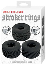 Super Stretchy Stroker Silicone Cock Rings - Black - 3 Piece