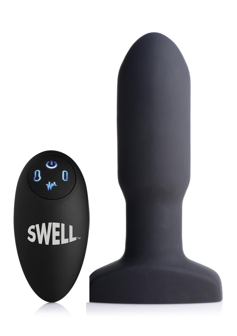 Swell Inflatable Rechargeable Silicone Vibrating Missile Anal Plug - Black