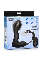 Swell Rechargeable Silicone Inflatable 10x Vibrating Prostate Plug with Cock and Ball Ring and Remote Control