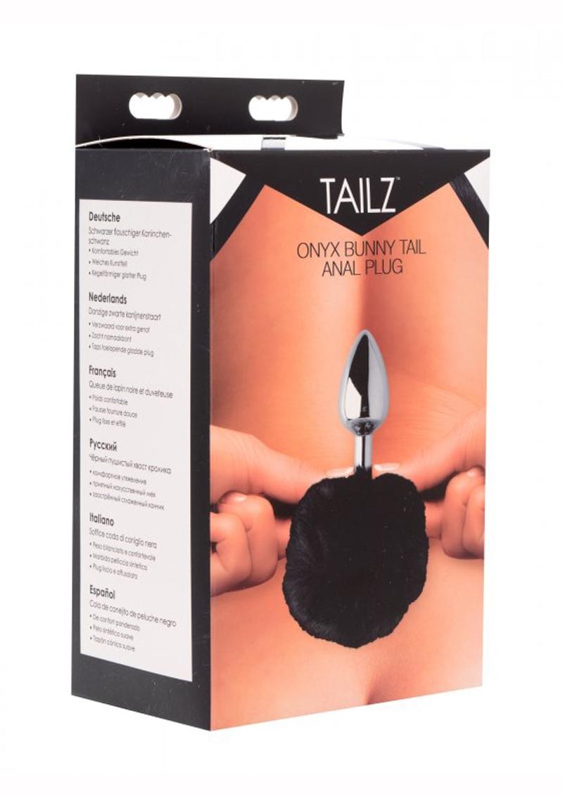 Tailz Onyx Bunny Tail Anal Plug - Black/Metal