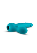 Temptasia Luna Strapless Silicone Vibrating Dildo with Rechargeable Bullet - Teal - 9in