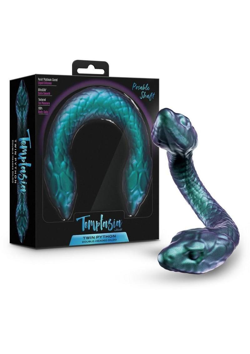 Temptasia Twin Python Silicone Double-Ended Dildo - Blue/Green