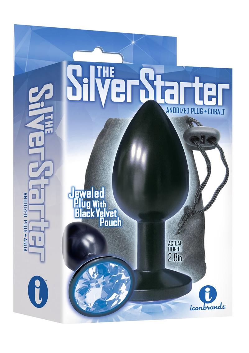 The 9's - The Silver Starter Bejeweled Annodized Stainless Steel Plug - Black/Blue/Cobalt