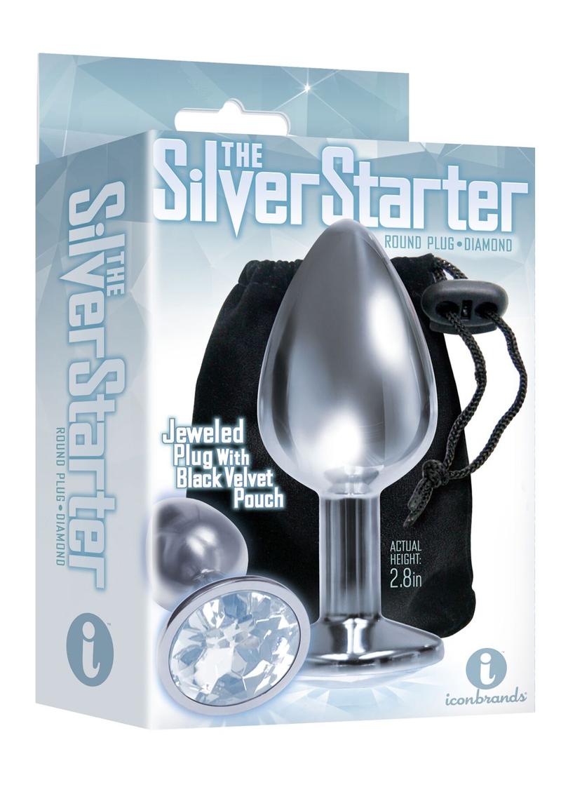 The 9's - The Silver Starter Bejeweled Stainless Steel Plug - Clear/Diamond