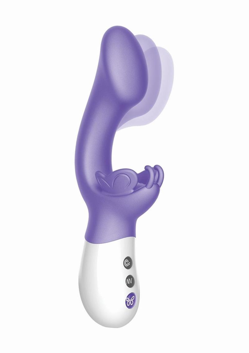 The Come Hither G-Kiss Butterfly Silicone Rechargeable Rabbit Vibrator - Purple