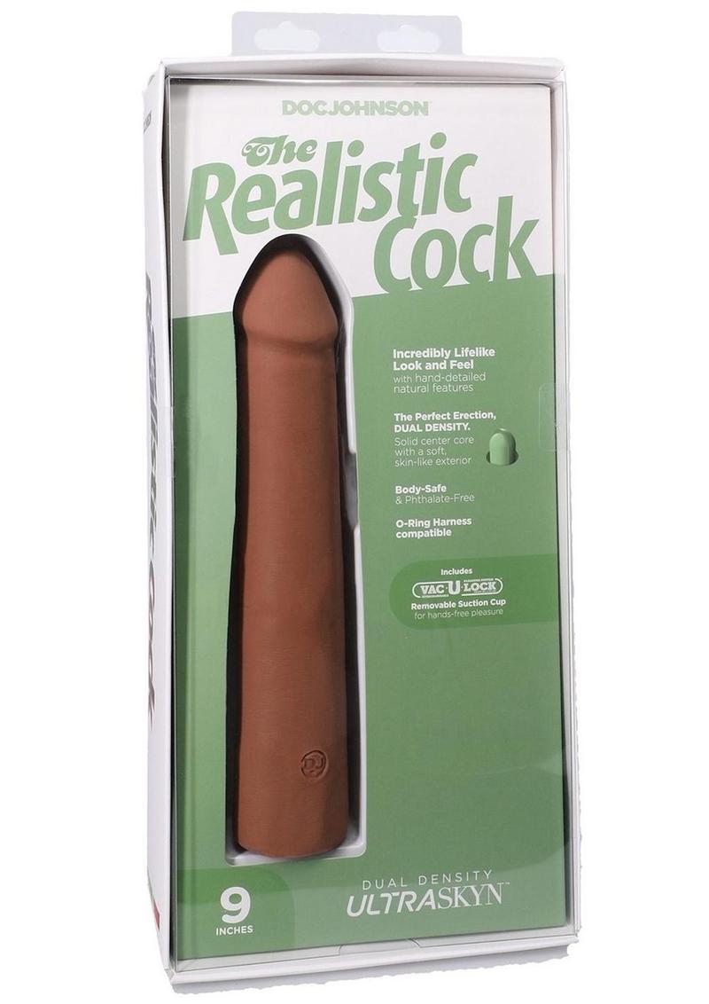 The Realistic Cock Ultraskyn Removable Vac-U-Lock Suction Cup - Caramel - 9in