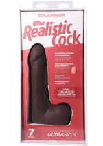 The Realistic Cock with Balls Ultraskyn Removable Vac-U-Lock Suction Cup - Chocolate - 7in