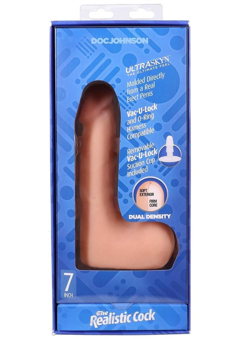 The Realistic Cock with Balls Ultraskyn Removable Vac-U-Lock Suction Cup - Vanilla - 7in