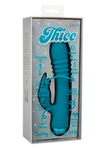 Thicc Chubby Thrusting Tickler Rechargeable Silicone Rabbit Vibrator - Blue