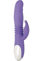 Thick and Thrust Bunny Rechargeable Silicone Rabbit Vibrator with Length Thrusting and Girth Expanding Action