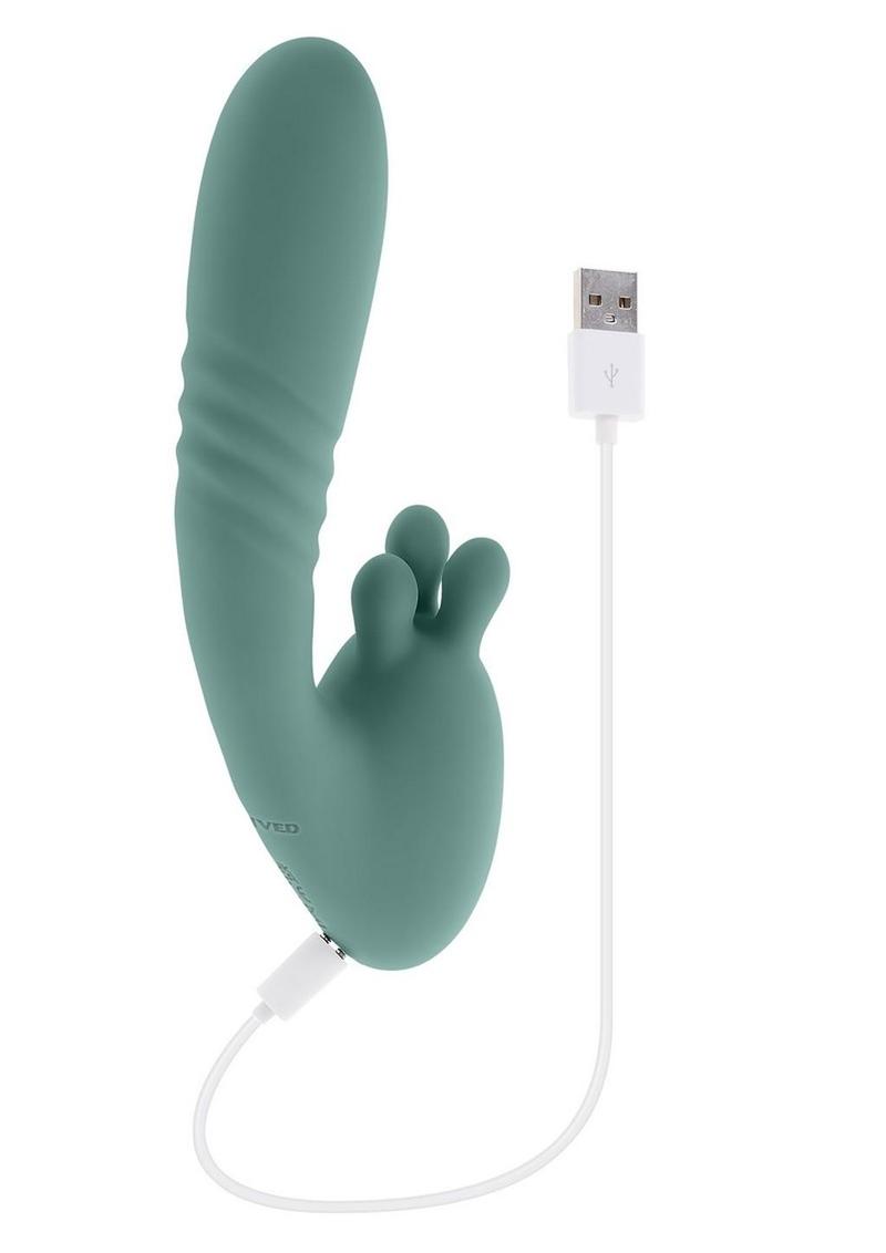 Thrust Into Ecstasy Rechargeable Silicone Dual Vibrator - Green