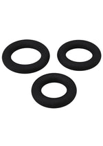 Titanmen Silicone Cushioned Cock Ring - Black - 3 Piece/Set