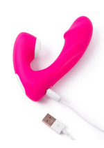 Together Toys Internal Kisses Silicone Rechargeable Dual Stimulation Vibrator with Remote Control - Pink