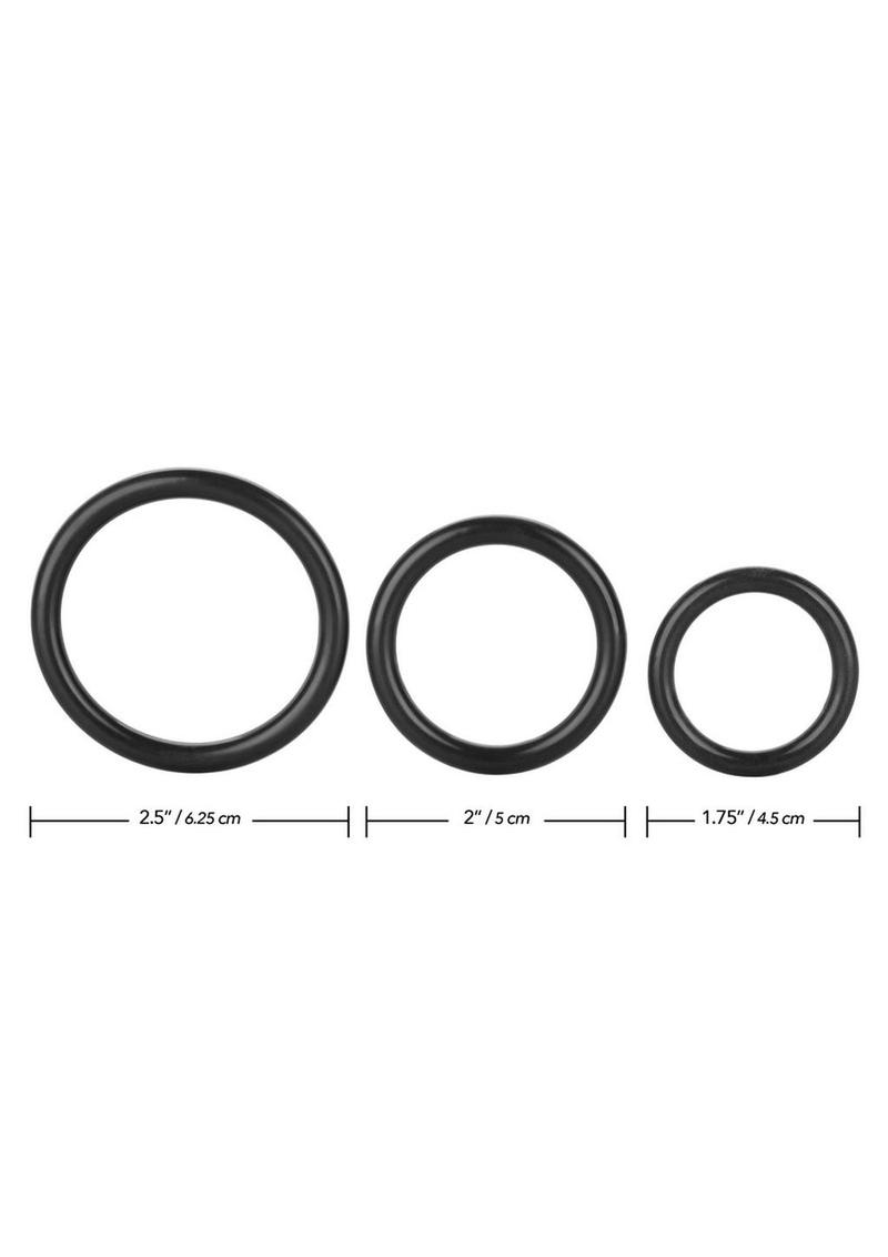 Tri Rings Cock Ring - Black - 3 Piece Set/Set