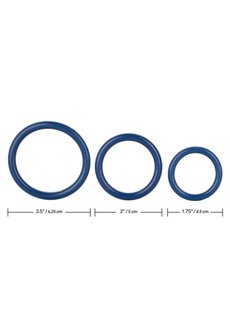 Tri Rings Cock Ring - Blue - 3 Piece Set/Set