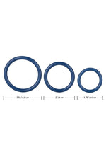 Tri Rings Cock Ring - Blue - 3 Piece Set/Set