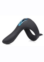 Trinity Men 7x Rechargeable Silicone Cock Ring with Taint Stimulator and Remote Control - Black