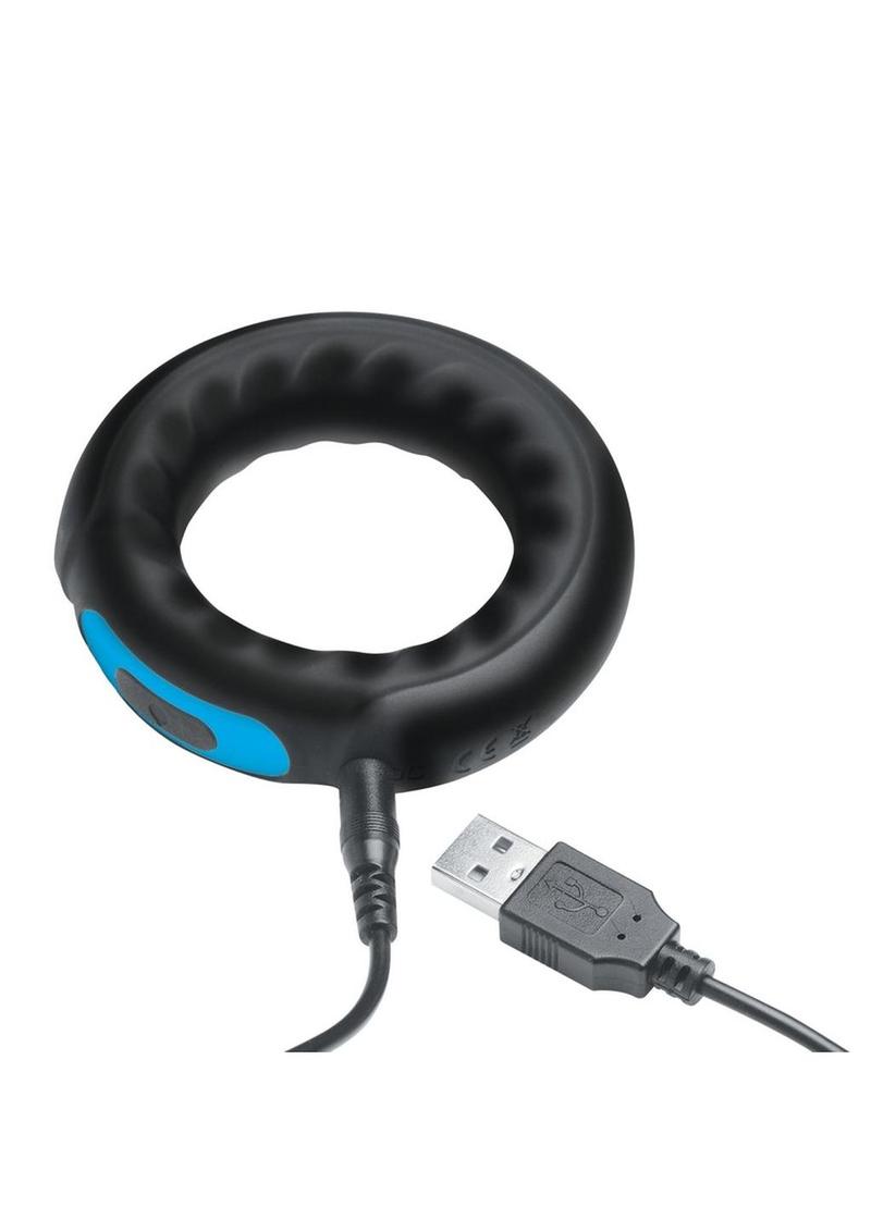 Trinity Men Remote Control 7x Rechargeable Silicone Cock Ring - Black
