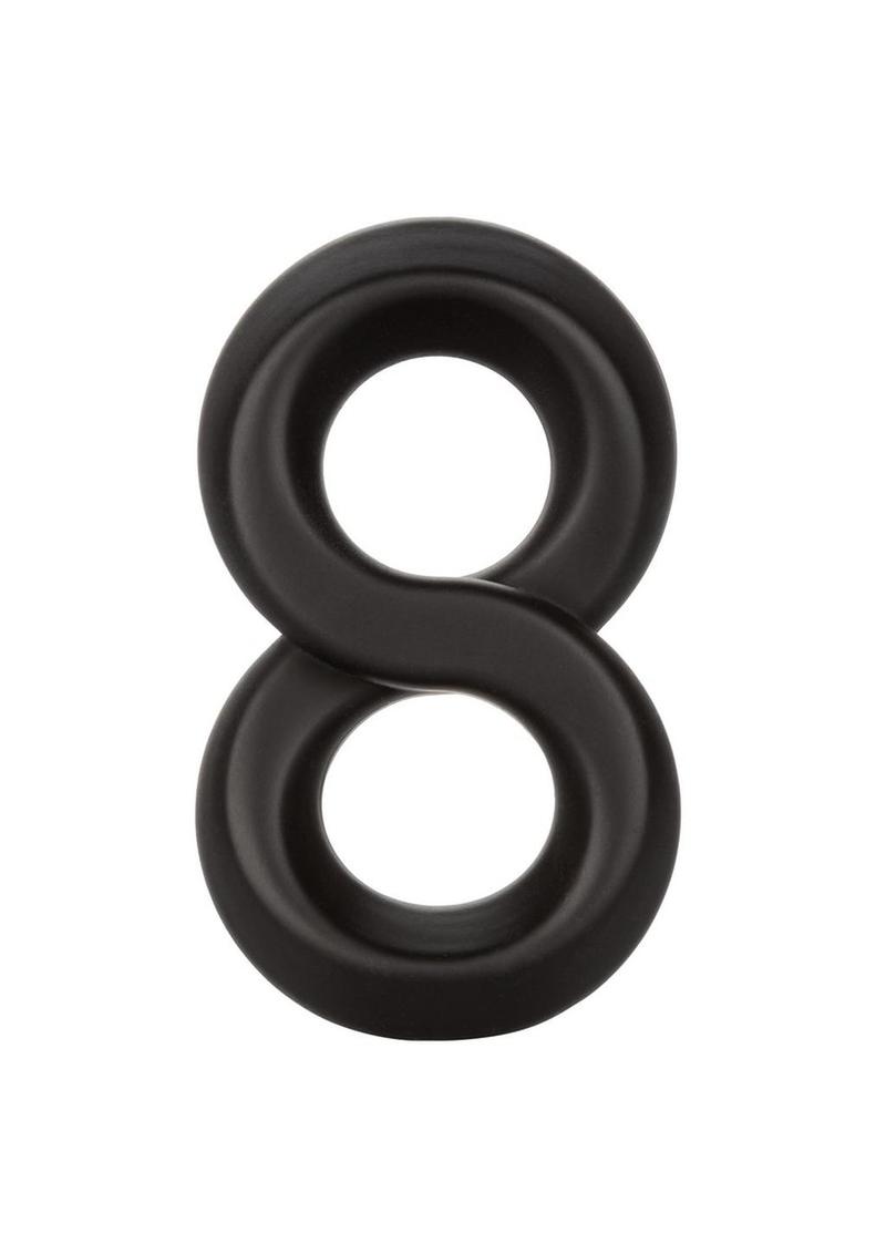 Ultra-Soft Crazy 8 Dual Silicone Cock Ring - Black
