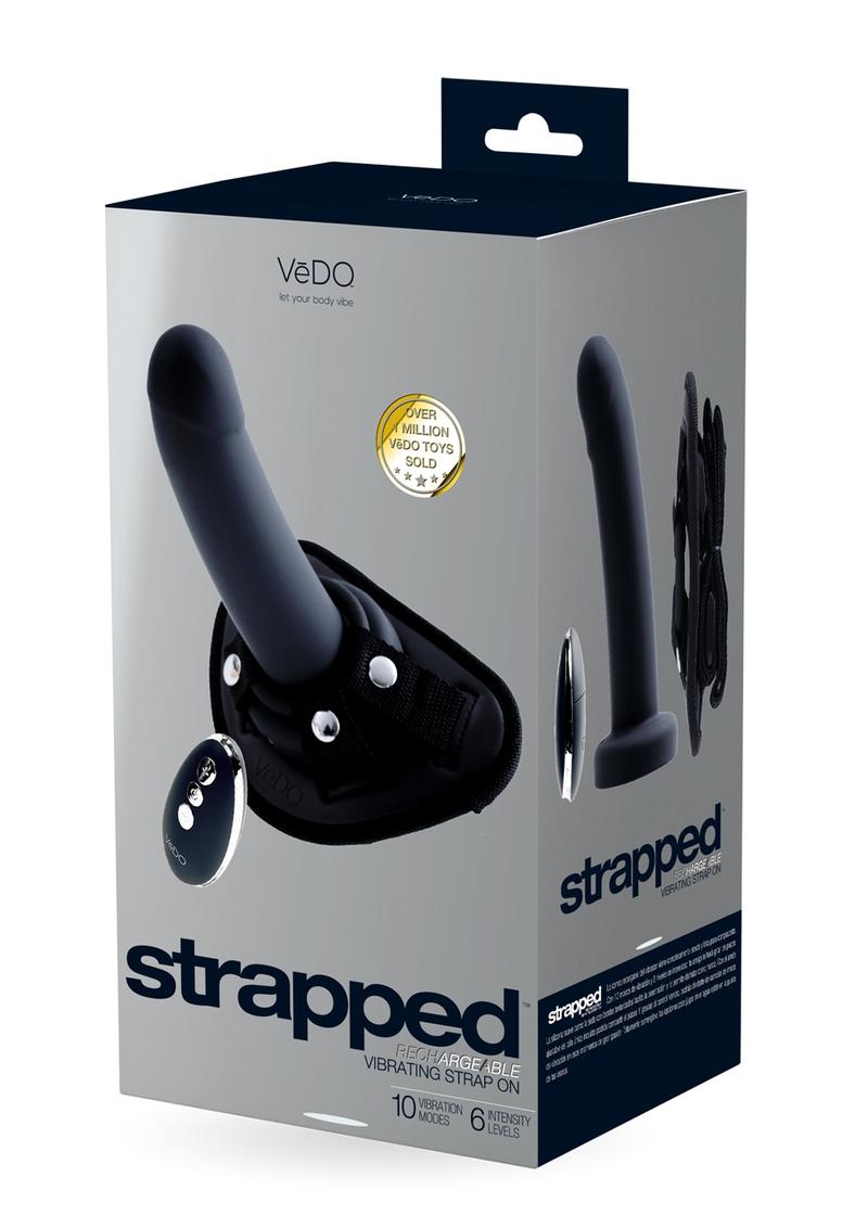 Vedo Strapped Silicone Rechargeable Vibrating Strap-On with Remote Control - Just - Black