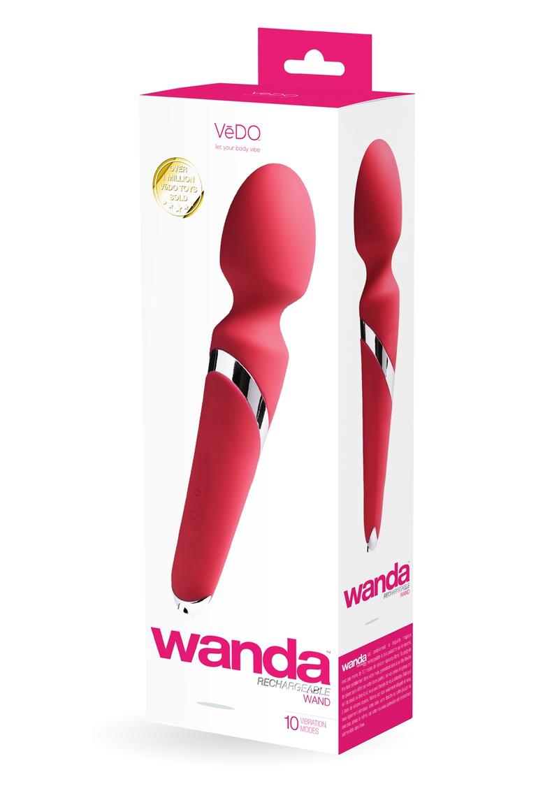 Vedo Wanda Rechargeable Silicone Wand Massager - Foxy - Pink