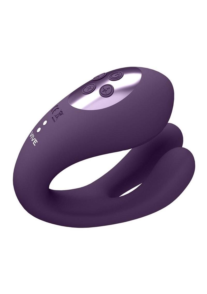 Vive Yoko Rechargeable Silicone Tripe Motor Dual Prongs with Clitoral Pulse Wave Vibrator