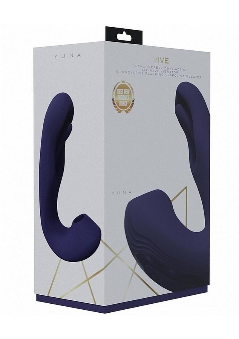 Vive Yuna Rechargeable Silicone Triple Motor Air Wave Vibrator with G-Spot Flapping Stimulation Vibrator