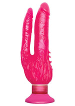 Wall Bangers Double Penetrator Vibrating Dildo - Pink - 9in
