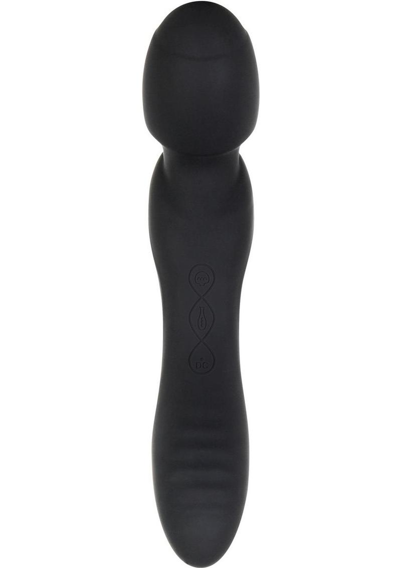 Wanderlust Rechargeable Silicone Powerful Dual Sided Wand Massager - Black