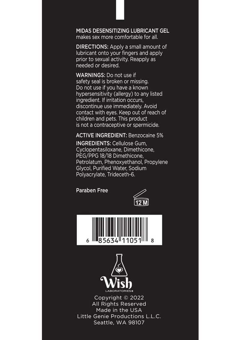 Wish Midas Desensitizing Water Based Lubricant - 4oz