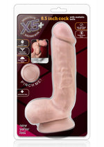 X5 Plus Cock Dildo with Balls - Vanilla/White - 8.5in