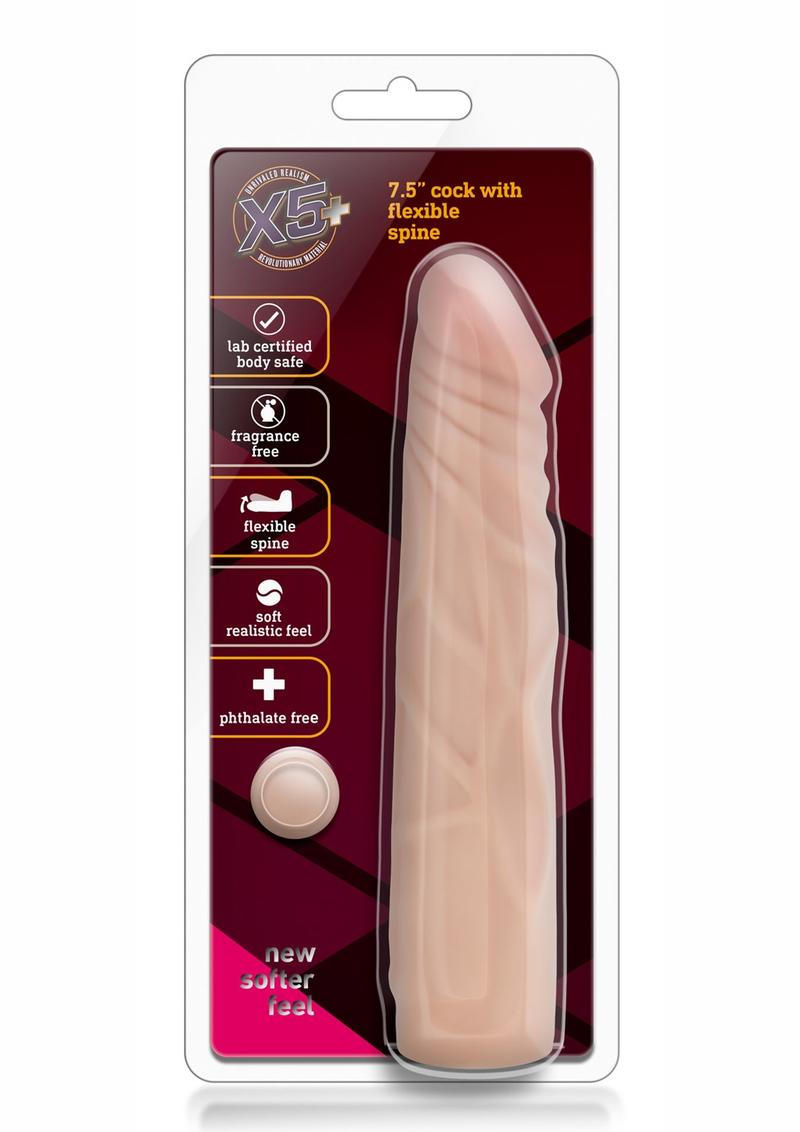 X5 Plus Cock with Flexible Spine - Flesh/Vanilla - 7.5in