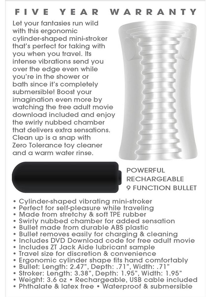 Zero Tolerance Pop Compact Textured Stroker with Rechargeable Bullet and DVD Download - Black/Clear