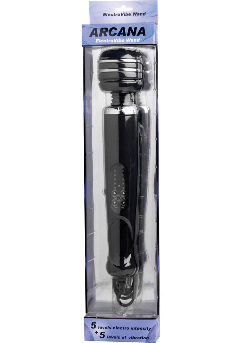 Zeus Electrosex Arcana Electro Vibe Silicone Wand Massager - Black