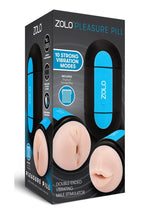 ZOLO Pleasure Pill Silicone Rechargeable Masturbator - Mouth and Anal - Black/Blue